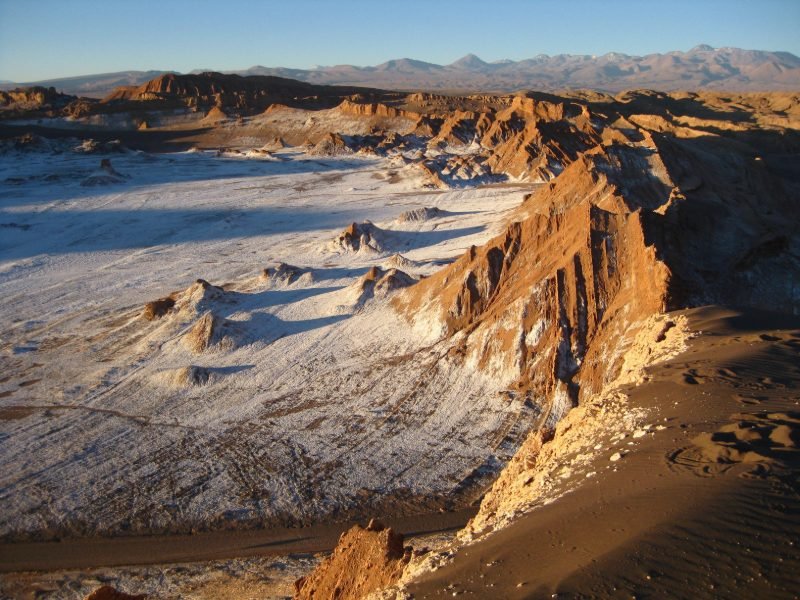 Valle de la Luna, San Pedro de Atacama — salt crust formations and Andes backdrop